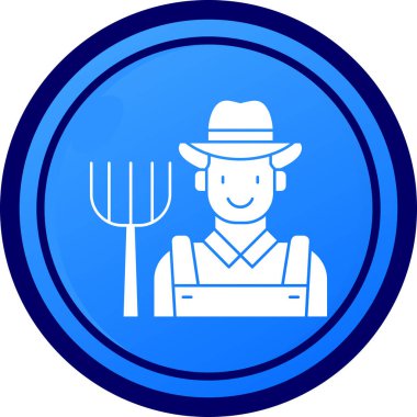 Çiftçi çiftçi ikon vektör illüstrasyonu ana hatlarıyla