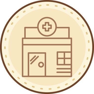 Modern hastanenin vektör illüstrasyonunda simge eksikliği