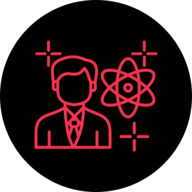 Atomu olan bir adamın vektör çizimi