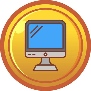 Yazı-tura ikonlu dizüstü bilgisayar. vektör illüstrasyonu