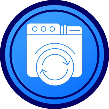 Çamaşır makinesi mavi bir daire içinde daire ve daire şeklinde.