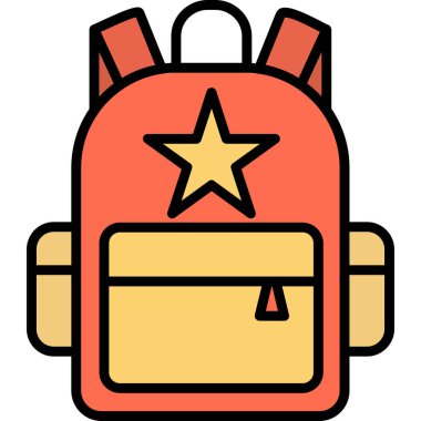 sırt çantası simgesi, vektör illüstrasyonu