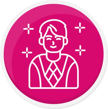 Yıldız simgesi olan avatar adam, vektör illüstrasyonu