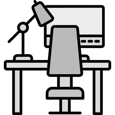 Masa başı ofis simgesi ana hat biçiminde