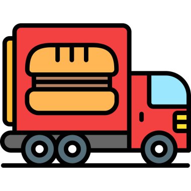 Kamyon fast food simgesi - taslak biçimi