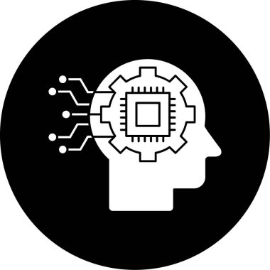 Yapay Zeka simgesi, vektör illüstrasyonu