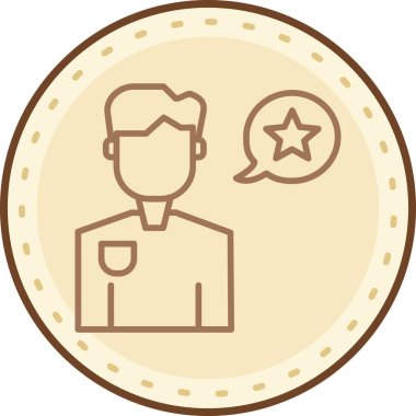 Elinde bir fincan kahve ikonu olan bir adamın vektör çizimi