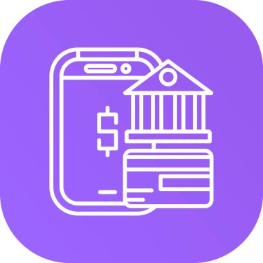 Cep telefonu olan bir banka binasının vektör çizimi