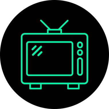 Televizyon ikonu. Web için televizyon vektör simgelerinin özet çizimi