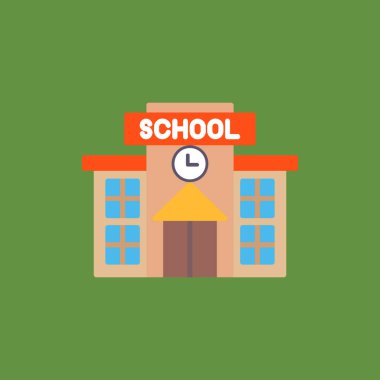 okul binası simgesi düz tasarım