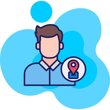 Konum konumu vektör illüstrasyonuna sahip iş adamı