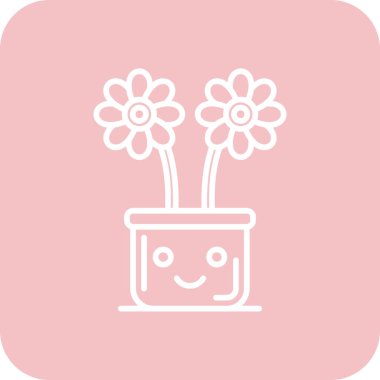 Şirin çiçek kawaii karakteri izole edilmiş simge