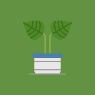 Ot düz simgesinde ev bitkileri, izole vektör illüstrasyonu