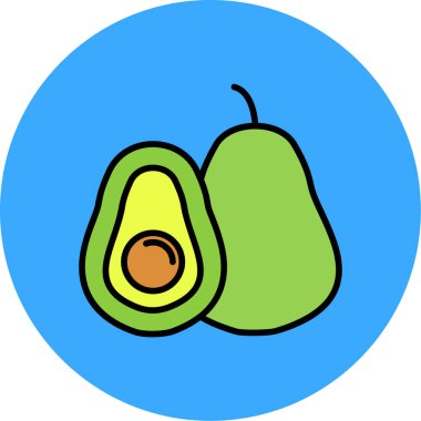 Avokado. Web simgesi basit illüstrasyon