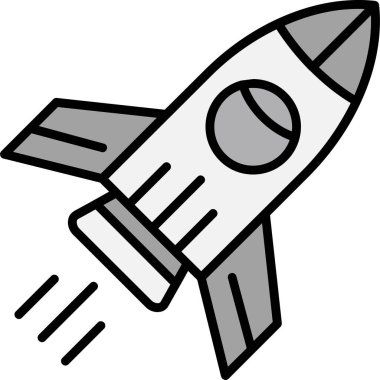 Roket fırlatma roket simgesi ana hat biçiminde