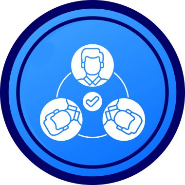 Elinde kalkan olan bir adamın mavi simgesinin vektör çizimi