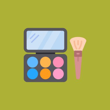 Makyaj fırçası ve palet simgesi tasarımı, vektör illüstrasyonu