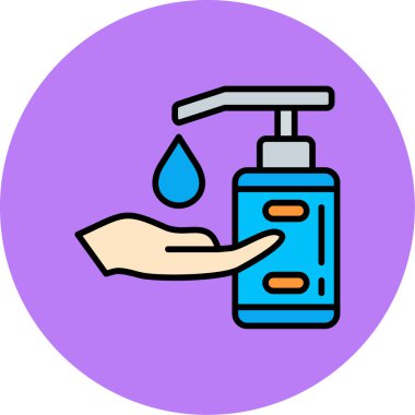 Dezenfektan şişe vektör çizimi ile el