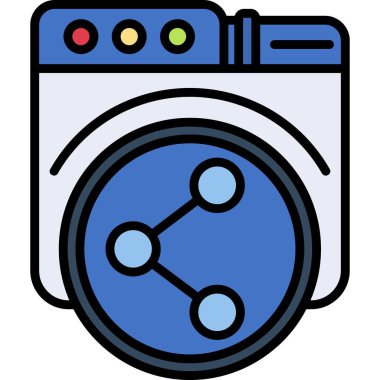 çamaşır makinesi vektör çizgisi renk simgesi