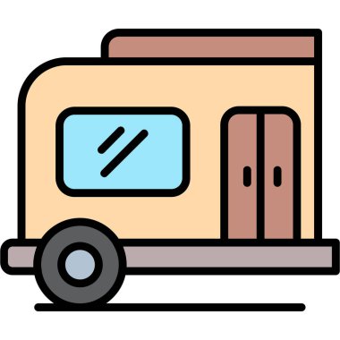 karavan simgesi renk dış hat vektörü