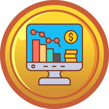 Bir dolar madeni parayla dizüstü bilgisayarın vektör çizimi