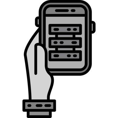 Akıllı telefon simgesi ile el, basit biçim