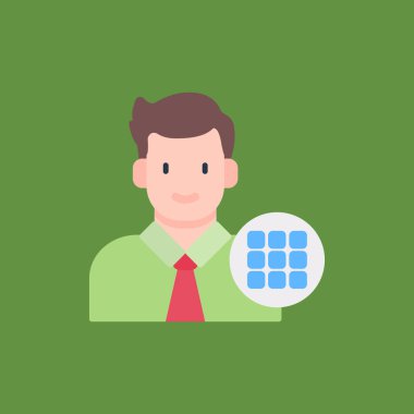 Hesap makinesi ve dizüstü bilgisayar vektör illüstrasyonuna sahip iş adamı.