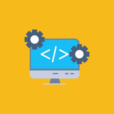 Simge tasarımı ile web geliştirme kavramı, vektör illüstrasyonu 10 eps grafik.