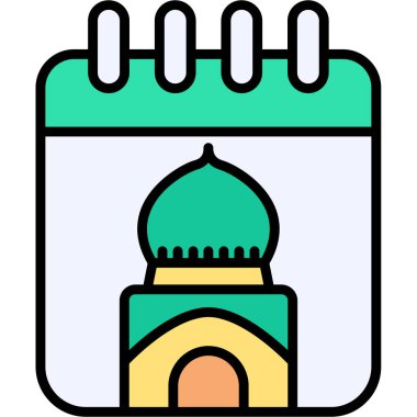 Müslüman cami simgesi renk ana hatları vektörü