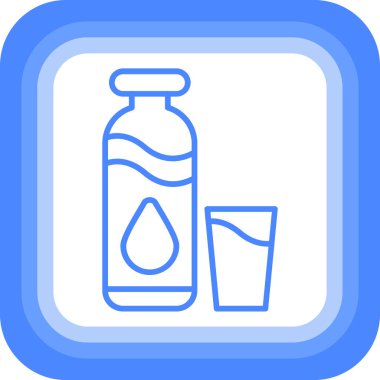 Su ikonlu cam şişe.