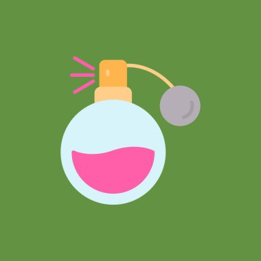 Parfüm ve şişe ikonunun vektör çizimi. Parfüm ve yeşil hisse senedi temsili koleksiyonu.