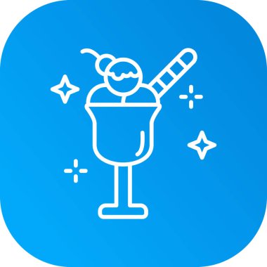 Beyaz arka planda izole edilmiş waffle çubuğu ikonlu çizgi dondurma. Güzel sembol. Renkli taslak konsepti. vektör.