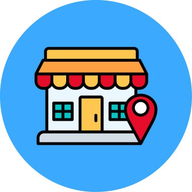 yerleşim konumu simgesi doldurulmuş ana hatlar biçiminde