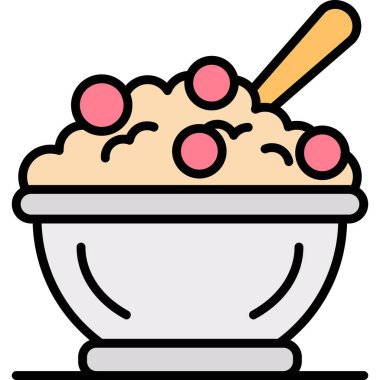 Bir kase pirinç, illüstrasyon, beyaz arka planda vektör.