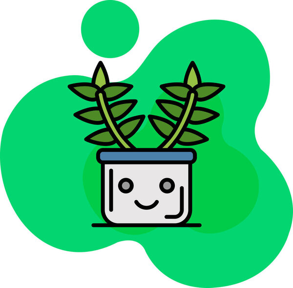 pot plant pot icon in filled - outline style