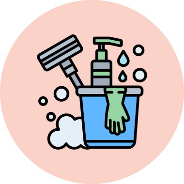 Temizlik servisi. Web simgesi basit illüstrasyon