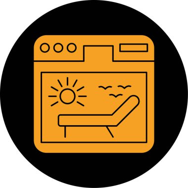 Minimalist vektör illüstrasyonu, güneşin simgesi