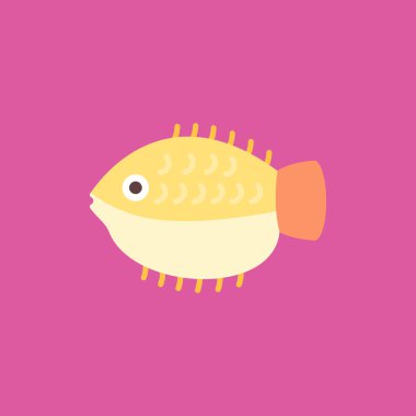 Şirin balık çizgi filmi düz vektör çizimi. balık simgesi