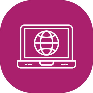 Dünya küresi ile bilgisayar ekranı. Web simgesi basit illüstrasyon