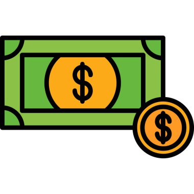 Dolar banknot ikonu. dolar banknot vektör simgesi rengi düz izole