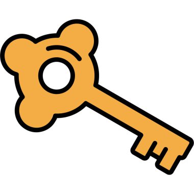 Anahtar delikli bir anahtarın vektör karikatür çizimi. beyaz arkaplanda izole