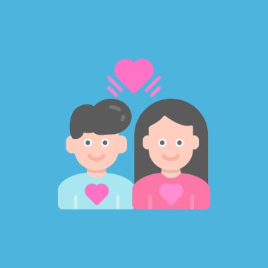 Kalpleri ve kalpleri vektör illüstrasyonlu mutlu çift