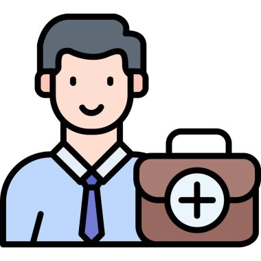 Evrak çantası ikonu olan bir iş adamı. vektör illüstrasyonu