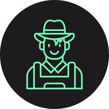 Çiftçi adam simgesi, basit vektör illüstrasyonu