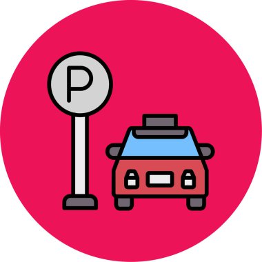 Araba parkı. Web simgesi basit illüstrasyon