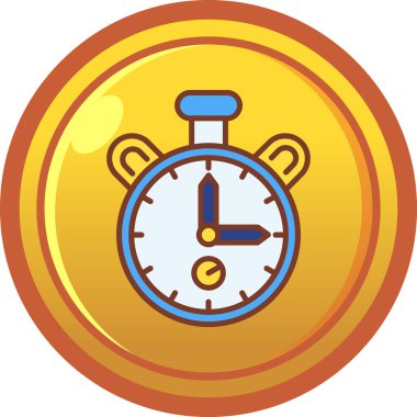 Düz biçimli kronometre simgesi beyaz arkaplan vektörü illüstrasyonunda izole