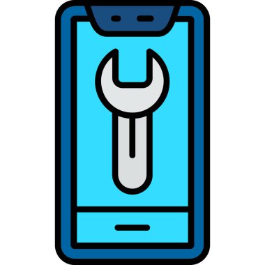 Tornavida ikonlu akıllı telefon. vektör illüstrasyonu.
