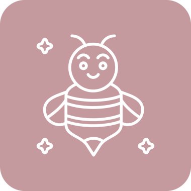 Sevimli arı çizgi film karakteri ikonu. Düz biçimli elle çizilmiş vektör illüstrasyonu.