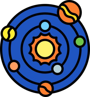 Güneş sistemi simgesi, çizgi film biçimi