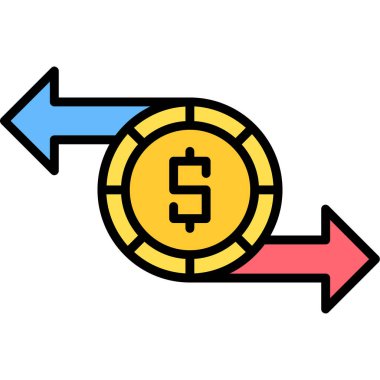 Para değişim simgesi renk ana hatları vektörü